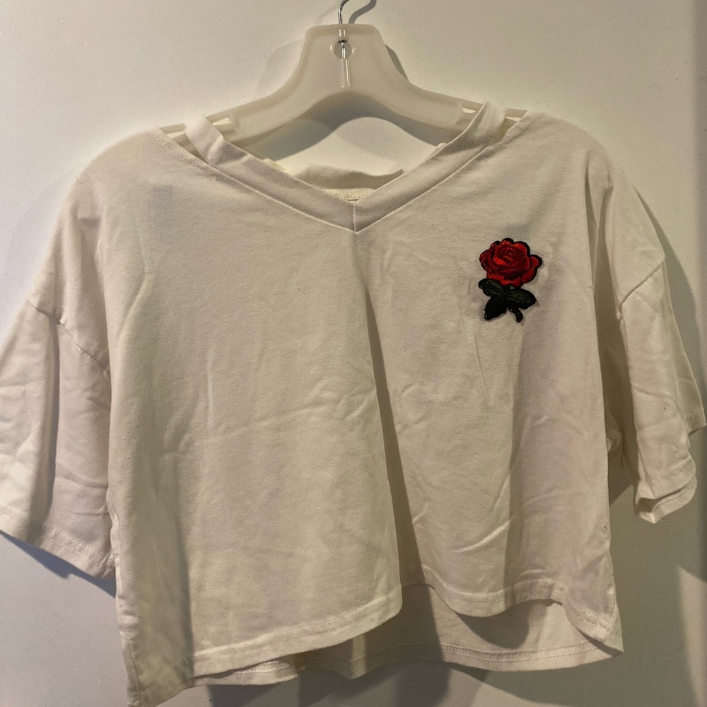 Edgy Cropped Embroidered T-Shirt